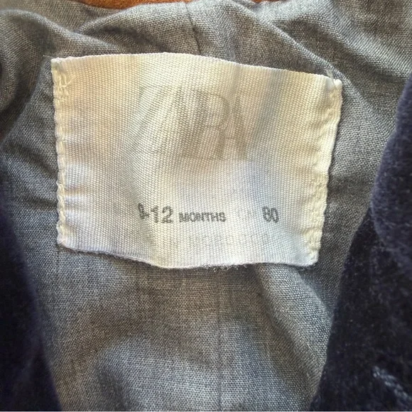 Zara Baby Blazer Velvet Jacket Navy Size 9 - 12 Months Christmas Pics Fancy Navy - Picture 3 of 8